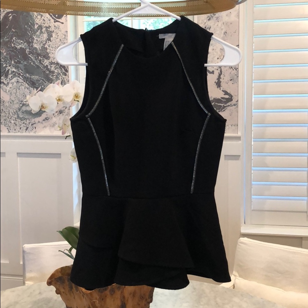 Black and silver peplum top